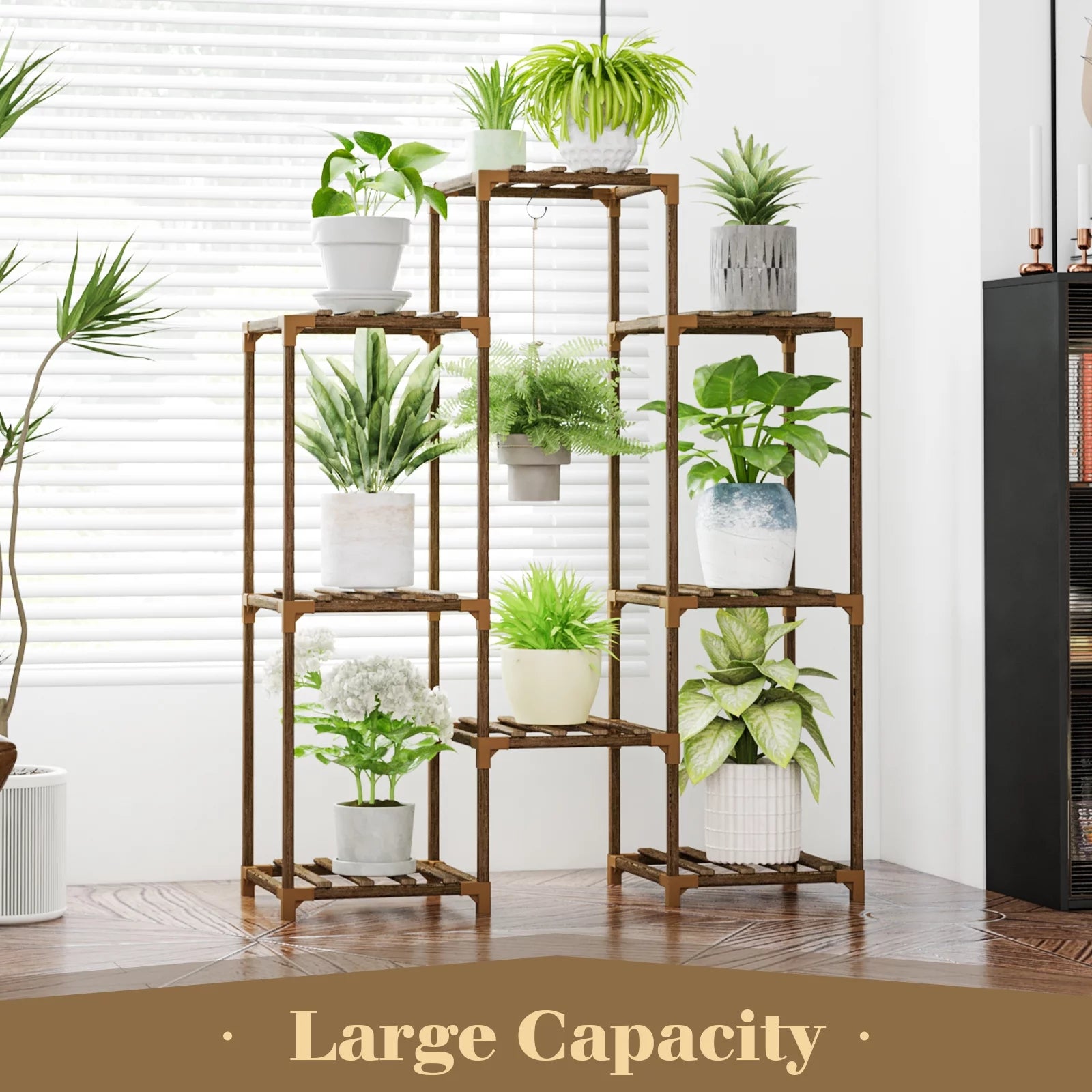 Plant Stand Indoor Plant Rack Plant Shelf Wood Outdoor Tiered Plant Shelf for Multiple Plants Ladder Plant Holder