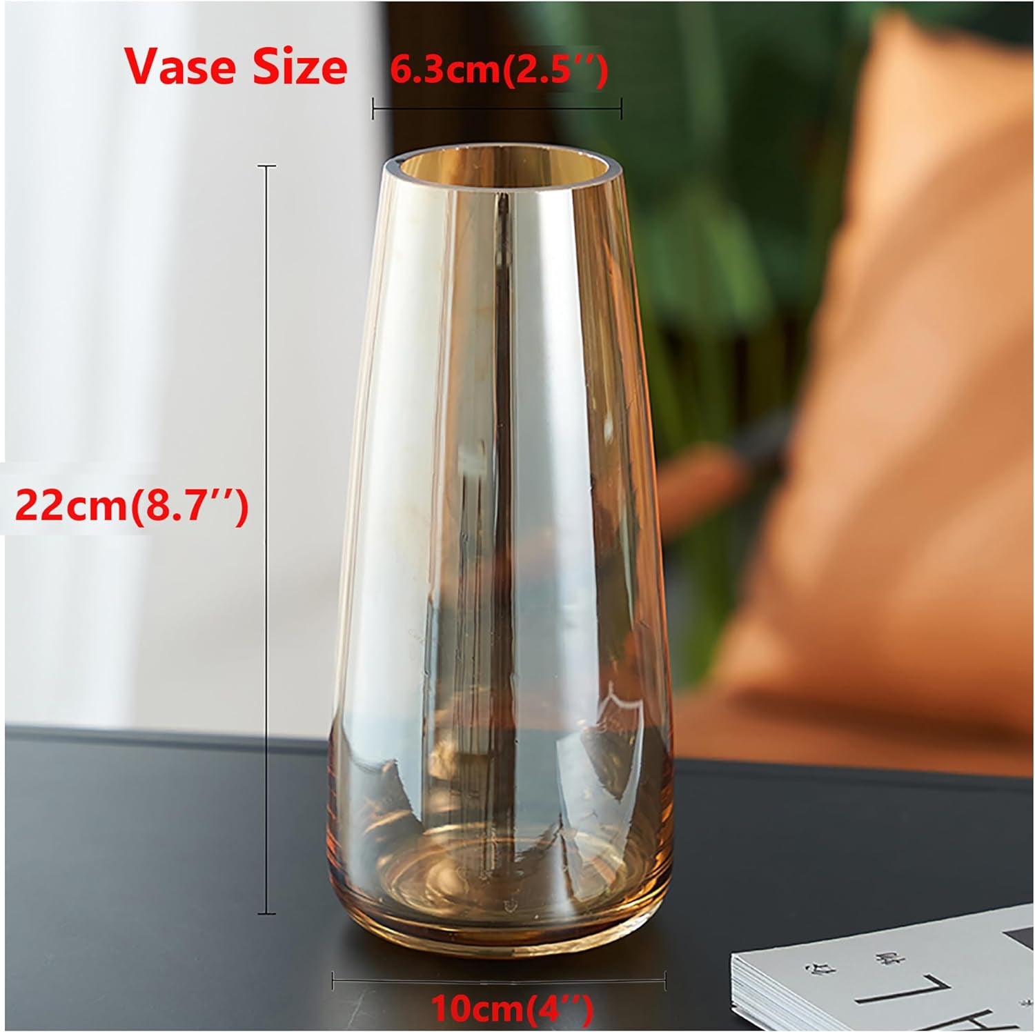 Modern Glass Vase Irised Crystal Clear Glass Vase for Home Office Decor