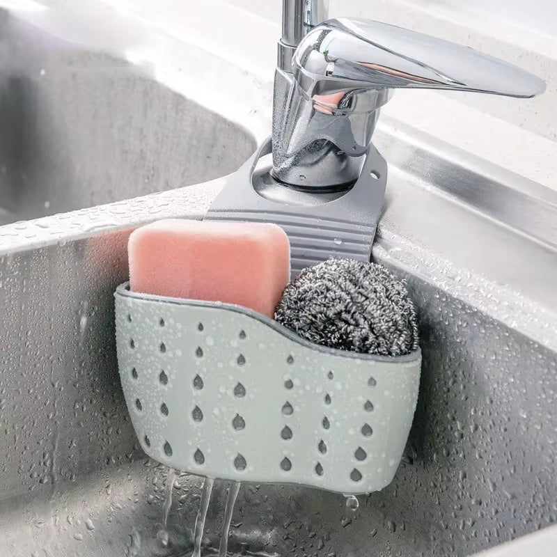 New 1Pcs Kitchen Accessories Utensils Organizer Adjustable Snap Sink Soap Sponge Holder Kitchen Hanging Drain Basket Kitchen Gad