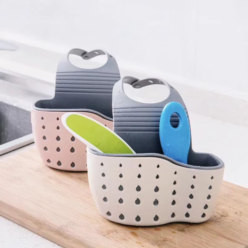 New 1Pcs Kitchen Accessories Utensils Organizer Adjustable Snap Sink Soap Sponge Holder Kitchen Hanging Drain Basket Kitchen Gad