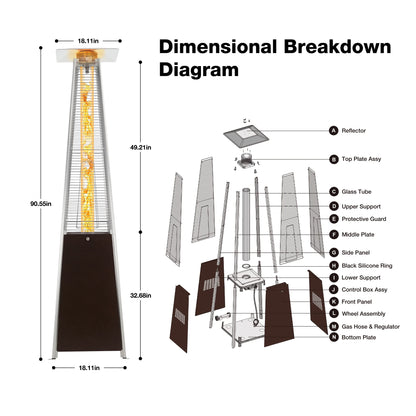 Propane Patio Heater, 48000 BTU Outdoor Patio Heater, Bronze