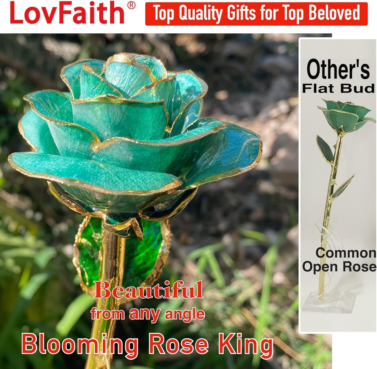 Valentines Day Real Rose Dipped 24K Gold with Crystal Stand, Best Original Rose Gift for Her Wife Anniversary Birthday