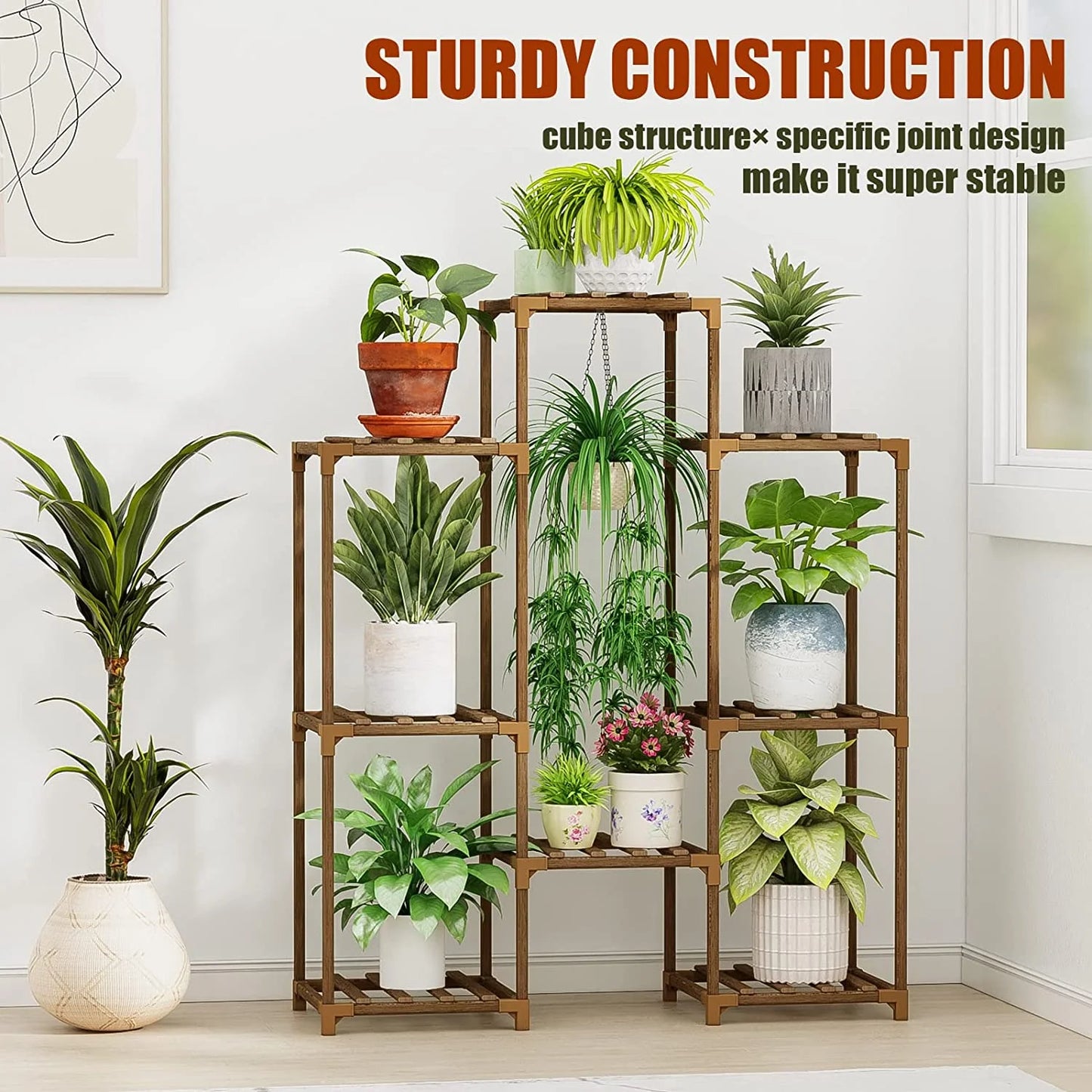 Plant Stand Indoor Plant Rack Plant Shelf Wood Outdoor Tiered Plant Shelf for Multiple Plants Ladder Plant Holder