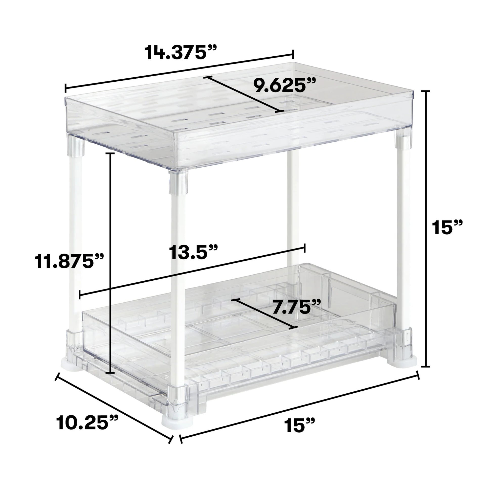 under Cabinet 2-Tier Storage Tower, 10X14.5X15In